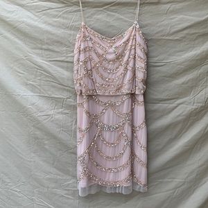 Women’s Pink and Silver Sequence Spaghetti Strap Dress